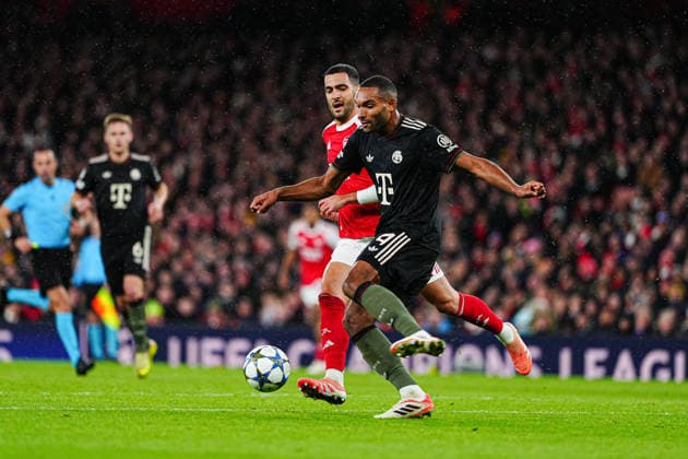 Mikel Merino (FC Arsenal, 23), Jonathan Tah (FC Bayern Muenchen, 04) ENG, FC Arsenal vs. FC Bayern Muenchen, Fussball, UEFA Champions League, Spieltag 5, Spielzeit 2025 2026, 26.11.2025 ENG, FC Arsenal vs. FC Bayern Muenchen, Fussball, UEFA Champions League, Spieltag 5, Spielzeit 2025 2026, 26.11.2025 London Copyright: xEibner-Pressefoto MarcelxvonxFehrnx EP_MFN