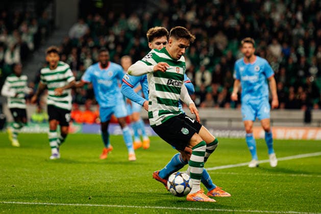 Ivan Fresneda seen during Champions League league phase game between Sporting CP and Clube Brugge KV (Luis Loureiro Ball Raw Images) Lisbon Estadio Jose Alvalade Portugal Copyright: xLuisxLoureirox luisloureiro_sporting_club_brugge_2526-57