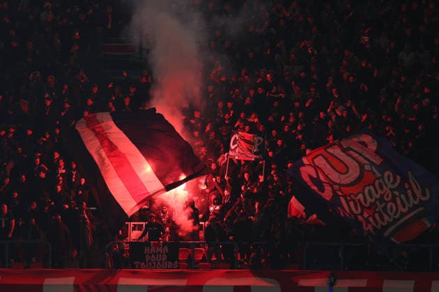 PSG v Tottenham 26 November 2025, Paris - UEFA Champions League - Paris Saint-German v Tottenham Hotspur - PSG fans celebrate with a red flare - Photo: Charlotte Wilson Offside. Paris France Copyright: xCharlottexWilsonx xOffsidexOffside