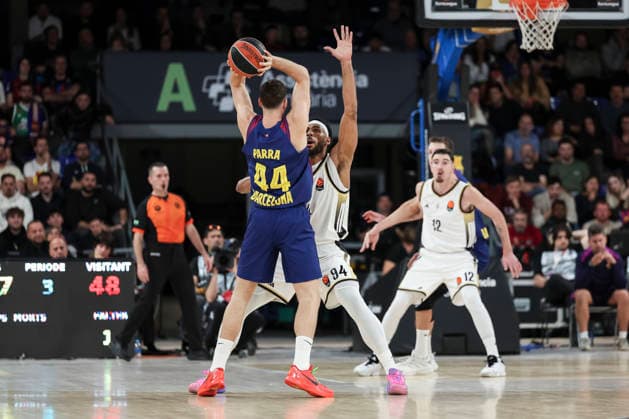 November 26, 2025, Barcelona, Barcelona, Spain: Armel Traore of LDLC Asvel Villeurbanne and Joel Parra of FC Barcelona, Barca compete for the ball during the EuroLeague Regular Season Round 13 match played between FC Barcelona and LDLC Asvel Villeurbanne at Palau Blaugrana on November 26, 2025 in Barcelona, Spain. Barcelona Spain - ZUMAa181 20251126_zaa_a181_314 Copyright: xJavierxBorregox