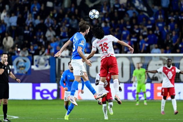 November 26, 2025, Limassol, Limassol, Cyprus: IVAN SUNJIC 26 of Pafos FC and TAKUMI MINAMINO 18 of Monaco FC in action during the UEFA Champions League phase matchday 5 game beetwen Pafos FC and Monaco FC at Alphamega Stadium in Kolossi,Limassol,Cyprus on 26 of November r 2025 Limassol Cyprus - ZUMAk195 20251126_znp_k195_043 Copyright: xXenophonxKarakalosx