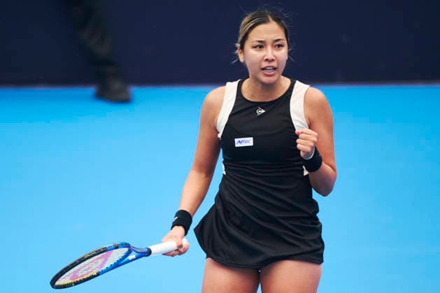 CHENGDU, CHINA - NOVEMBER 26: Zarina Diyas of Kazakhstan reacts in the Women s Singles first round match against Yao Xinxin of China on day 3 of 2026 Australian Open Asia-Pacific Wildcard Playoffs at the Sichuan International Tennis Centre on November 26, 2025 in Chengdu, Sichuan Province of China.  Copyright: xVCGx 111606116856