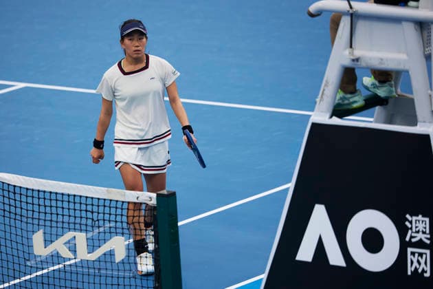 CHENGDU, CHINA - NOVEMBER 26: Hiromi Abe of Japan reacts in the Women s Singles first round match against Zheng Wushuang of China on day 3 of 2026 Australian Open Asia-Pacific Wildcard Playoffs at the Sichuan International Tennis Centre on November 26, 2025 in Chengdu, Sichuan Province of China.  Copyright: xVCGx 111606108149