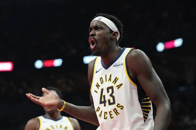 November 26, 2025, Toronto, On, CAN: Indiana Pacers forward Pascal Siakam (43) reacts during first half NBA, Basketball Herren, USA Cup basketball action against the Toronto Raptors in Toronto on Wednesday, November 26, 2025. Pascal Siakam  - ZUMAc35_ 20251126_zaf_c35_195 Copyright: xChrisxYoungx