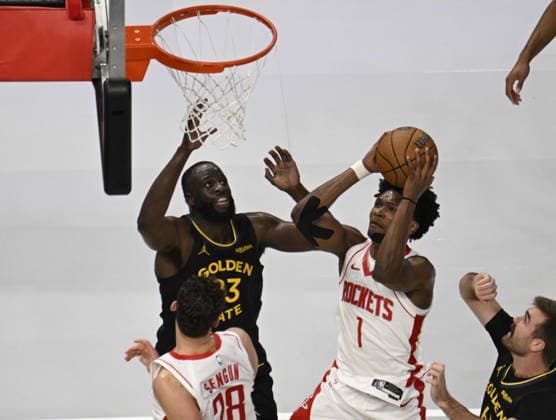 NBA, Basketball Herren, USA Houston Rockets vs Golden State Warriors in San Francisco SAN FRANCISCO, CALIFORNIA - NOV 26: Amen Thompson (1) of Rockets goes for basket during the NBA game 8 between Houston Rockets and Golden State Warriors in San Francisco at Chase Center on November 26, 2025 in San Francisco, California, United States. Tayfun Coskun Anadolu California United States. Editorial use only. Please get in touch for any other usage.  Copyright: x2025xAnadoluxTayfunxCoskunx