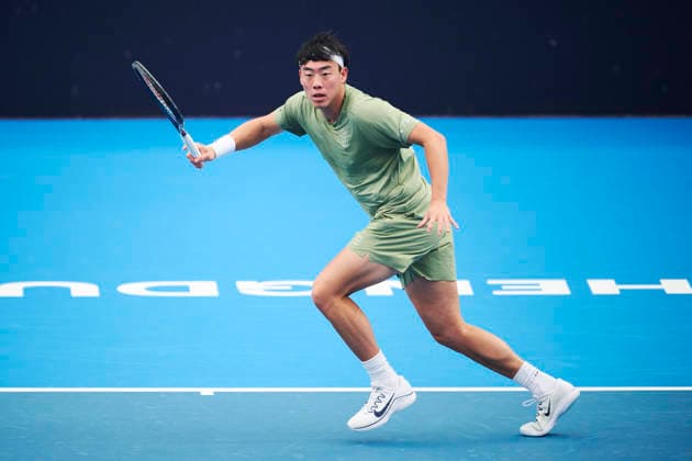 CHENGDU, CHINA - NOVEMBER 26: Coleman Wong of Chinese Hong Kong in action in the Men s Singles first round match against Sidharth Rawat of India on day 3 of 2026 Australian Open Asia-Pacific Wildcard Playoffs at the Sichuan International Tennis Centre on November 26, 2025 in Chengdu, Sichuan Province of China.  Copyright: xVCGx 111606117406