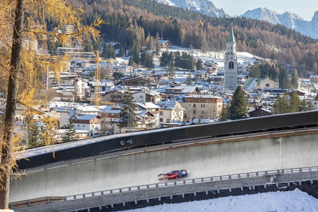 picture: Cortina Olympia Ice Track Eugenio Monti 27.11.2025 luge training Olympia Ice Track Eugenio Monti Sliding Centre Cortina d Ampezzo, Italy (ITA) photographer: FIL Michael Kristen *** picture Cortina Olympia Ice Track Eugenio Monti 27 11 2025 luge training Olympia Ice Track Eugenio Monti Sliding Center Cortina d Ampezzo, Italy ITA photographer FIL Michael Kristen