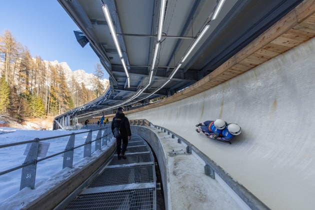 picture: Cortina Olympia Ice Track Eugenio Monti 27.11.2025 luge training Olympia Ice Track Eugenio Monti Sliding Centre Cortina d Ampezzo, Italy (ITA) photographer: FIL Michael Kristen *** picture Cortina Olympia Ice Track Eugenio Monti 27 11 2025 luge training Olympia Ice Track Eugenio Monti Sliding Center Cortina d Ampezzo, Italy ITA photographer FIL Michael Kristen