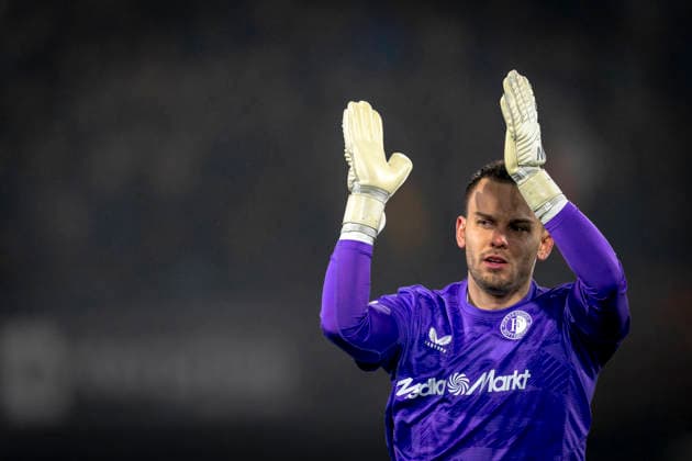 SC Feyenoord Rotterdam goalkeeper Timon Wellenreuther during the match SC Feyenoord Rotterdam vs Celtic FC at the Feyenoord stadium De Kuip for the Europa League - League phase - Matchday 5 season 2025-2026 in ROTTERDAM, Netherlands on 27 november 2025, (photo by Marcel van Dorst EYE4images DeFodi Images)