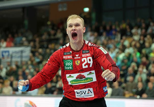 27.11.2025, xovx, Handball Daikin Handball Bundesliga, HSG Wetzlar - Rhein-Neckar Löwen Jubel bei David Späth (Rhein-Neckar Löwen) Wetzlar Buderus-Arena Hessen Deutschland (DE)