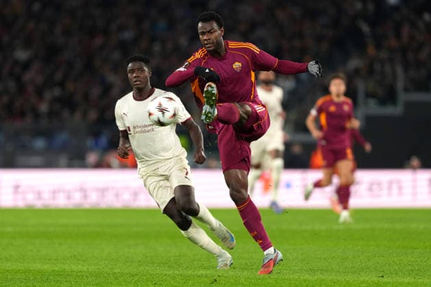 Evan Ndicka of AS Roma during the UEFA Europa League 2025 2026 football match between AS Roma and FC Midtjylland at Stadio Olimpico in Rome (Italy), November 27, 2025. AntoniettaxBaldassarre