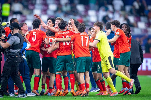 WM Fussball FIFA U17, U 17 U 17 U 17 U 17 U 17 Weltmeisterschaft Katar 2025, Portugal vs Österreich - Finale: Portugal wird Weltmeister nach dem 1:0 Sieg über Österreich durch Tor von ANISIO CABRAL Freude, Emotionen, Jubel - Trauer bei Österreich Copyright: xRedhaxHosnixSegganix