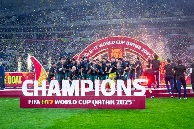 WM Fussball FIFA U17, U 17 U 17 U 17 U 17 U 17 Weltmeisterschaft Katar 2025, Portugal vs Österreich - Finale: Portugal wird Weltmeister nach dem 1:0 Sieg über Österreich durch Tor von ANISIO CABRAL Freude, Emotionen, Jubel - Trauer bei Österreich Copyright: xRedhaxHosnixSegganix