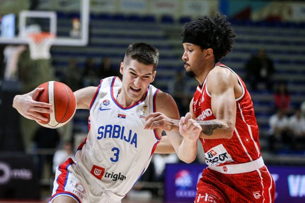 Serbia v Switzerland - FIBA World Cup European Qualifiers BELGRADE, SERBIA - NOVEMBER 27: Stefan Miljenovic (3) of Serbia in action during the FIBA World Cup European Qualifiers group C first round basketball match between Serbia and Switzerland at Aleksandar Nikolic Hall in Belgrade, Serbia on November 27, 2025. Filip Stevanovic Anadolu Belgrade Serbia. Editorial use only. Please get in touch for any other usage.  Copyright: x2025xAnadoluxFilipxStevanovicx