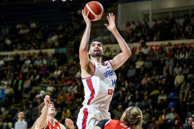 Serbia v Switzerland - FIBA World Cup European Qualifiers BELGRADE, SERBIA - NOVEMBER 27: Dusan Ristic (14) of Serbia in action during the FIBA World Cup European Qualifiers group C first round basketball match between Serbia and Switzerland at Aleksandar Nikolic Hall in Belgrade, Serbia on November 27, 2025. Filip Stevanovic Anadolu Belgrade Serbia. Editorial use only. Please get in touch for any other usage.  Copyright: x2025xAnadoluxFilipxStevanovicx