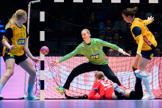 Handball, Frauen WM, Gruppe G: Schweden - Tschechien Johanna Bundsen (Schweden), Eliska Desortova (Tschechien) Stuttgart Porsche Arena Baden-Württemberg Deutschland