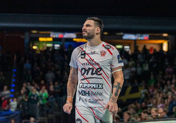 Handball, Herren, Saison 2025 2026, Champions League (Gruppe A, 9. Spieltag), Füchse Berlin - One Veszprem HC, Hugo Descat (Veszprem), 27.11.2025, Copyright: xSebastianxRäppold MatthiasxKochx
