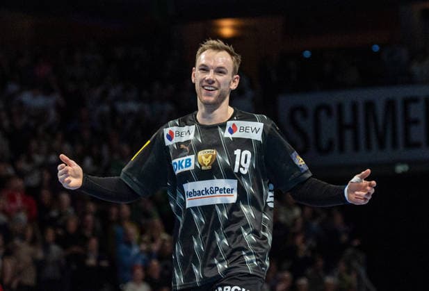 Handball, Herren, Saison 2025 2026, Champions League (Gruppe A, 9. Spieltag), Füchse Berlin - One Veszprem HC, Mathias Gidsel (Füchse Berlin), 27.11.2025, Copyright: xSebastianxRäppold MatthiasxKochx