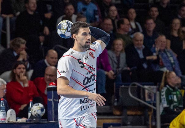 Handball, Herren, Saison 2025 2026, Champions League (Gruppe A, 9. Spieltag), Füchse Berlin - One Veszprem HC, Ivan Martinovic (Veszprem), 27.11.2025, Copyright: xSebastianxRäppold MatthiasxKochx