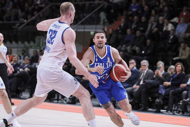 77 John Petrucelli (Italia basketball team) during FIBA Basketball World Cup 2027 Qualifiers- Italy vs Iceland, Basketball FIBA Europe Cup match in Tortona, Italy, November 27 2025  Copyright: xNorbertoxMaccagno IPAxSportx xipa-agency.netx xx IPA_68452149 IPA_Agency_IPA68452149