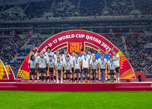WM Fussball FIFA U17, U 17 U 17 Weltmeisterschaft Katar 2025, Portugal vs Österreich - Österreichisches Team Copyright: xRedhaxHosnixSegganix