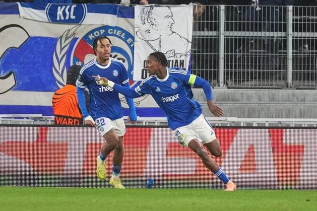 Emmanuel Emegha of Strasbourg makes the score 1-1 Strasbourg v Crystal Palace, UEFA Conference League, Group Stage, Football, Stade de la Meinau Strasbourg, Strasbourg, France - 27 Nov 2025Strasbourg Stade de la Meinau Strasbourg France EDITORIAL USE ONLY No use with unauthorised audio, video, data, fixture lists, club league logos or live services. Online in-match use limited to 120 images, no video emulation. No use in betting, games or single club league player publications.  Copyright: xDavexWinter Shutterstockx 15928086bu