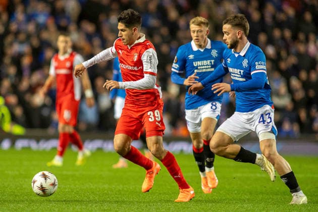 Rangers v Sporting Braga Europa League 27 11 2025. Fran Navarro of SC Braga during the UEFA Europa League 2025 26, Rangers FC vs Sporting Braga, Ibrox Stadium, Glasgow, Scotland. 27 November 2025 Govan Ibrox Stadium Glasgow Scotland Editorial use only , Copyright: xColinxPoultneyx PSI-23280-0017