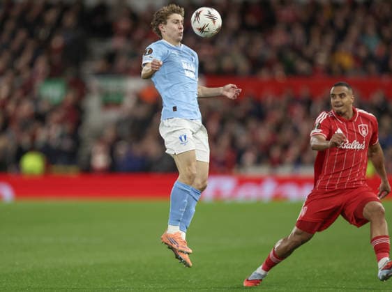 Nottingham Forest v Malmo FF Europa League 27 11 2025. Hugo Bolin of Malmo during the Europa League match between Nottingham Forest and Malmo FF at the City Ground, Nottingham, England on 27 November 2025. Editorial use only , Copyright: xJezxTighex PSI-23286-0051