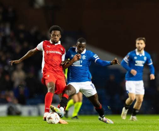 Mohamed Diomande of Rangers during UEFA Europa League league phase match at Ibrox Stadium, Glasgow. Rangers v S.C. Braga - UEFA Europa League - League Phase - Ibrox Stadium, Glasgow, Lanarkshire, Scotland, UK - 27 Nov 2025Glasgow Ibrox Stadium Lanarkshire, Scotland United Kingdom EDITORIAL USE ONLY  Copyright: xRangersxFC Shutterstockx 15955270n