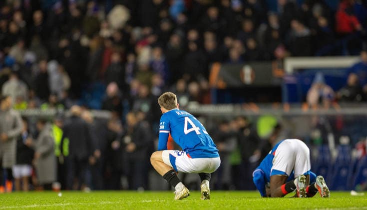 27th November 2025; Ibrox Stadium, Glasgow, Scotland; UEFA Europa League Football, Rangers versus Braga; Nicolas Raskin of Rangers reacts at the final whistle  VagelisxGeorgariou