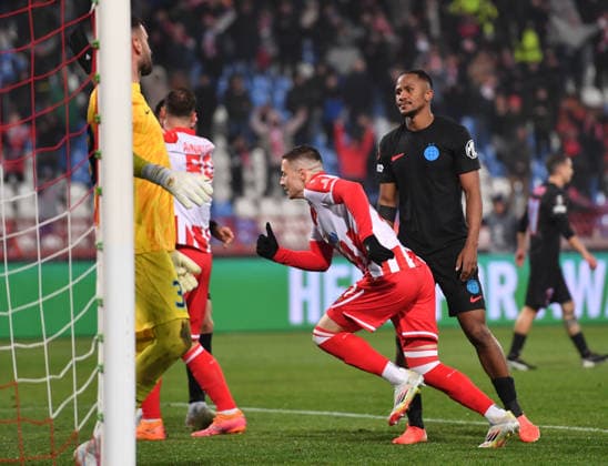 CRVENA ZVEZDA vs FCSB STEAUA BUCHAREST BRUNO DUARTE DA SILVA football Crvena zvezda vs FCSB Steaua Bucharest during UEFA Europa league match at Rajko Mitic stadium, Belgrade 27.11.2025 Foto: FOOTBALL, UEFA EUROPA LEAGUE, CRVENA ZVEZDA, RED STAR, FCSB STEAUA BUCHAREST Belgrade Rajko Mitic stadium Serbia Copyright: xMarkoxMetlas xMNxPressx
