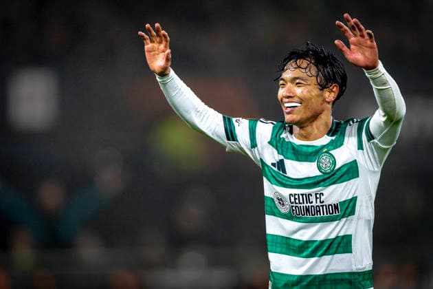 Celtic FC defender Reo Hatate during the match SC Feyenoord Rotterdam vs Celtic FC at the Feyenoord stadium De Kuip for the Europa League - League phase - Matchday 5 season 2025-2026 in ROTTERDAM, Netherlands on 27 november 2025, (photo by Marcel van Dorst EYE4images DeFodi Images)