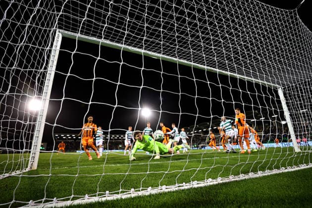 UEFA Europa Conference League Group Phase, Tallaght Stadium, Dublin 27 11 2025 Shamrock Rovers vs Shakhtar Donetsk Shakhtar Donetsk s Yehor Nazaryna scores a goal that was later disallowed Yehor Nazaryna scores a goal that was later disallowed 27 11 2025  Copyright: x INPHO BryanxKeanex JKPW0032