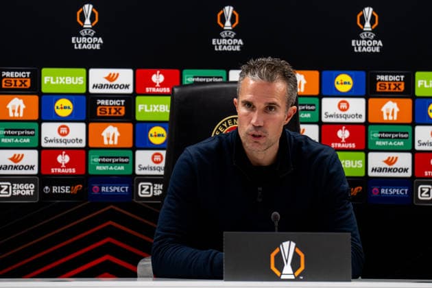 ROTTERDAM, NETHERLANDS - NOVEMBER 27: Feyenoord head coach Robin van Persie attends a press conference, PK, Pressekonferenz after the UEFA Europa League 2025 26 League Phase MD5 match between Feyenoord and Celtic FC at De Kuip on November 27, 2025 in Rotterdam, Netherlands. (Photo by Rene Nijhuis) SPO  Copyright: xRenexNijhuis