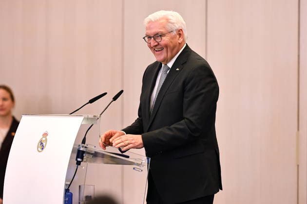 Frank-Walter Steinmeier (GER), NOVEMBER 27, 2025 - Football Soccer : The President of Germany Frank-Walter Steinmeier delivering a speech at the presentation ceremony for the Order of Merit of the Federal Republic of Germany to Toni Kroos at the Estadio Santiago Bernabeu in Madrid, Spain. Noxthirdxpartyxsales  aflo_311748787
