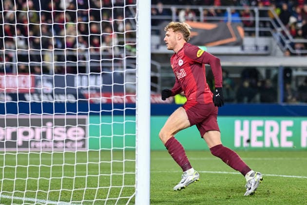 CALCIO - UEFA Europa League - Bologna FC vs FC Salzburg Yorbe Vertessen (Fc Salzburg) after his goal during Bologna FC vs FC Salzburg, Football Europa League match in Bologna, Italy, November 27 2025 Bologna Italy  Copyright: xIPAxSport ABACAx