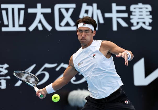 CHENGDU, CHINA - NOVEMBER 28: Bu Yunchaokete of China competes in the Men s Singles Semifinal match against Beibit Zhukayev of Kazakhstan on day 5 of the 2026 Australian Open Asia-Pacific Wildcard Playoffs at the Sichuan International Tennis Centre on November 28, 2025 in Chengdu, Sichuan Province of China.  Copyright: xChinaxNewsxServicex 111606371522