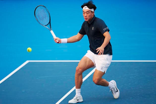 CHENGDU, CHINA - NOVEMBER 27: Coleman Wong of Hong Kong competes in the Men s Singles Quarterfinal match against Mikhail Kukushkin of Kazakhstan on day 4 of the 2026 Australian Open Asia-Pacific Wildcard Playoffs at the Sichuan International Tennis Centre on November 27, 2025 in Chengdu, Sichuan Province of China.  Copyright: xVCGx 111606330474