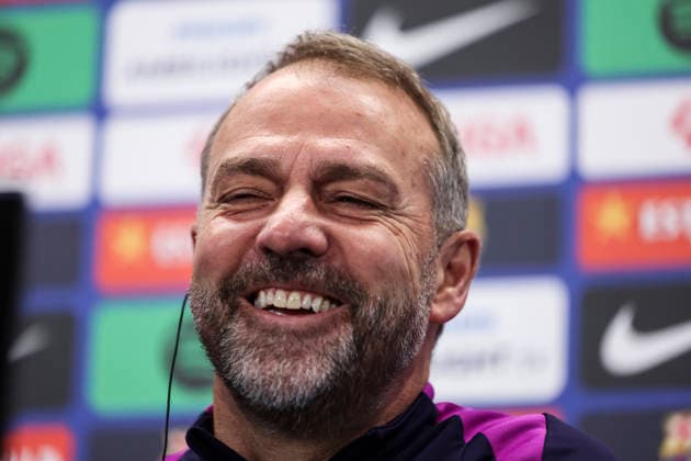November 28, 2025, Sant Joan Despi, Barcelona, SPAIN: Hansi Flick, head coach of FC Barcelona, Barca attends his press conference, PK, Pressekonferenz during the training day of FC Barcelona ahead the Spanish League, La Liga EA Sports, football match against Deportivo Alaves at Ciudad Esportiva Joan Gamper on November 28, 2025 in Sant Joan Despi, Barcelona, Spain. Sant Joan Despi SPAIN - ZUMAa181 20251128_zaa_a181_028 Copyright: xJavierxBorregox