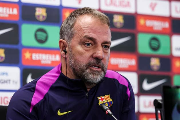 November 28, 2025, Sant Joan Despi, Barcelona, SPAIN: Hansi Flick, head coach of FC Barcelona, Barca attends his press conference, PK, Pressekonferenz during the training day of FC Barcelona ahead the Spanish League, La Liga EA Sports, football match against Deportivo Alaves at Ciudad Esportiva Joan Gamper on November 28, 2025 in Sant Joan Despi, Barcelona, Spain. Sant Joan Despi SPAIN - ZUMAa181 20251128_zaa_a181_042 Copyright: xJavierxBorregox
