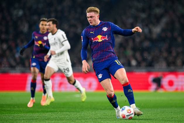 MOENCHENGLADBACH, GERMANY - 28 NOVEMBER, 2025: Conrad Harder - 1. Bundesliga football match Borussia Moenchengladbach vs RB Leipzig at Borussia Park.  Copyright: xVitaliixKliuievx
