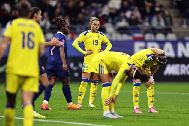REIMS, FRANKRIKE 20251128 Sveriges Johanna Rytting Kaneryd under fredagens match 1 av 2 om tredje plats i Nations League i fotboll för damer mellan Frankrike och Sverige pa Stade Auguste-Delaune i Reims.