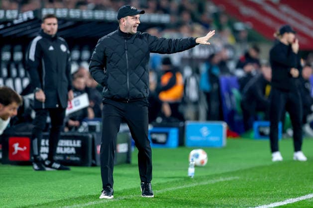 28.11.2025, Fußball, Borussia Mönchengladbach - RB Leipzig, 1. Fußball Bundesliga, 12.Spieltag, Borussia-Park, Saison 2025 2026: Cheftrainer Ole Werner (RB Leipzig hc) gestikulierend am Spielfeldrand DFB regulations prohibit any use of photographs as image sequences and or quasi-video. Nordrhein-Westfalen Deutschland