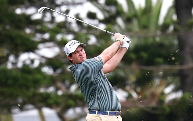 GOLF AUSTRALIAN PGA, Golf Herren Portugal s Ricardo Gouveia plays a shot on the 5th hole during Round 3 of the Australian PGA Championship at Royal Queensland Golf Club in Brisbane, Saturday, November 29, 2025. ( NO ARCHIVING, EDITORIAL USE ONLY BRISBANE QUEENSLAND AUSTRALIA  Copyright: xx 20251129165684432415