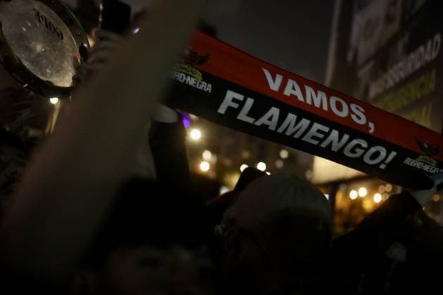 Mass fan rally in Lima ahead of the Libertadores final LIMA, PERU - NOVEMBER 28,2025 Thousands of Flamengo and Palmeiras fans gather on the night before the Copa Libertadores final on November 28, 2025 in Lima, Peru. Thousands of supporters gathered in different parts of the capital to cheer for their teams on the eve of the Copa Libertadores final, which will be played this November 29 in the city of Lima. Klebher Vasquez Anadolu Lima Peru. Editorial use only. Please get in touch for any other usage.  Copyright: x2025xAnadoluxKlebherxVasquezx
