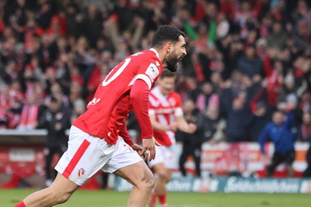10 Tolcay Cigerci (Energie Cottbus) bejubelt seinen Treffer Fussball 3. Liga 2025 2026 FC Energie Cottbus - FC Viktoria Köln