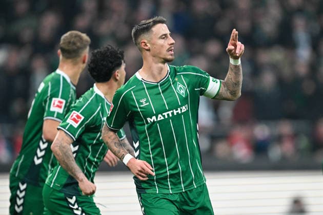 1. Bundesliga: SV Werder Bremen - 1. FC Köln am 29.11.2025 im Weserstadion in Bremen Jubel, Torjubel, Torschuetze, Torschütze Marco Friedl (Bremen) jubelt nach seinem Tor zum 1:0.