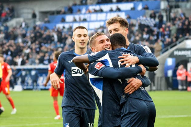 Deutschland: 1. Bundesliga 2025 26, 12. Spieltag - TSG Hoffenheim vs FC Augsburg, PreZero Arena (Sinsheim): Jubel von Bazoumana TourÃ Bazoumana Toure, (TSG Hoffenheim, 29) zum 1:0 Sinsheim PreZero Arena Baden-Württemberg Deutschland Copyright: xBenedictxChristx