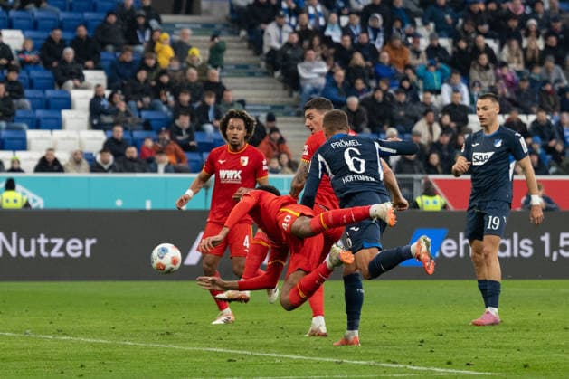Tor zum 3:0 durch Grischa Proemel (TSG 1899 Hoffenheim, 06) GER, TSG 1899 Hoffenheim vs. FC Augsburg, Fussball, Herren, 1. Bundesliga, 12. Spieltag, Spielzeit 2025 2026, 29.11.2025, DFL DFB REGULATIONS PROHIBIT ANY USE OF PHOTOGRAPHS AS IMAGE SEQUENCES AND OR QUASI-VIDEO, GER, TSG 1899 Hoffenheim vs. FC Augsburg, Fussball, Herren, 1. Bundesliga, 12. Spieltag, Spielzeit 2025 2026, 29.11.2025 Sinsheim Copyright: xEibner-Pressefoto WolfgangxFrankx EP_WFK