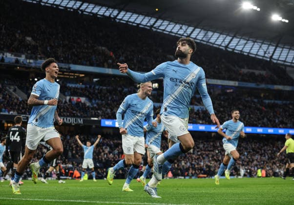 Manchester City v Leeds United, Premier League, Etihad Stadium, Manchester. Times Photographer Bradley Ormesher. 29.11.2025. Manchester City v Leeds United, Premier League, Etihad Stadium, Manchester. Times Photographer Bradley Ormesher. Josh Gvardiol celebrates after scoring the 2nd goal of the game.  Copyright: xBradleyxOrmesherx NINTCHDBPICT001041915128